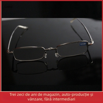 Ochelari de citit cu protecție HD rezistentă la uzură, ramă metalică pliabilă, ramă integrală, susținere pentru vedere de aproape