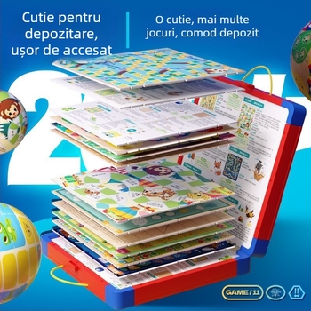 Set de jocuri de masă multifuncțional: șah, șah zburător, șah de aventură; construcție din plastic; cutie cadou de transport; pentru vârste 4–6 ani; luptă multiplayer