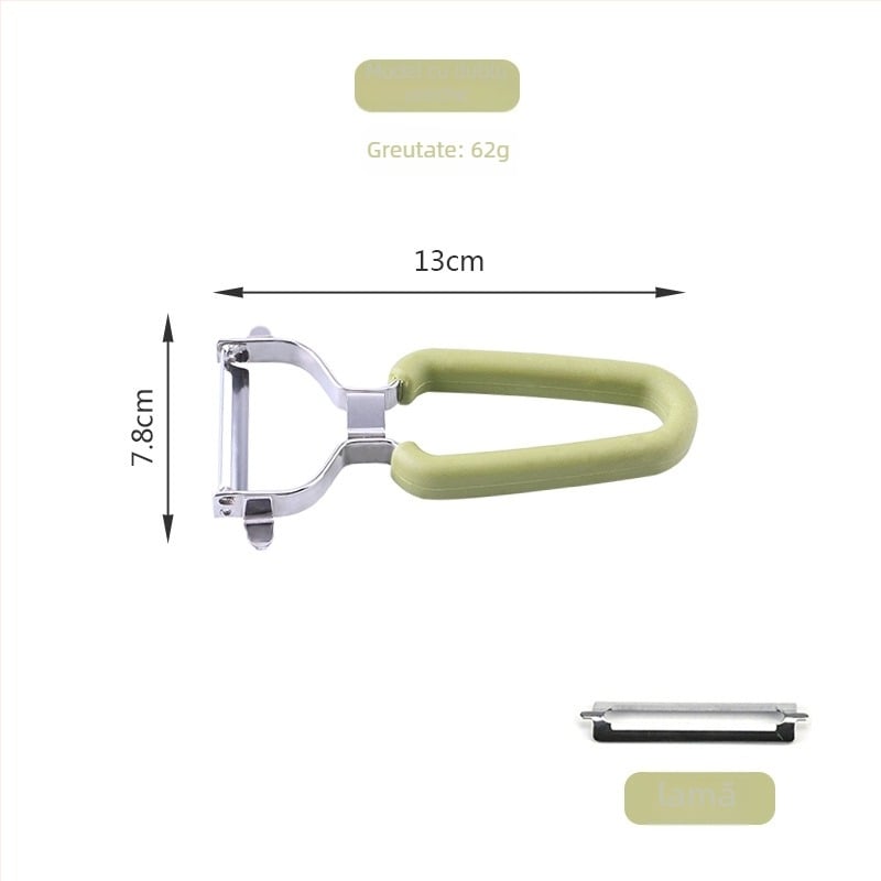 Decojitor multifuncțional pentru fructe, lame Y și P din oțel inoxidabil 430 • Mâner din cauciuc și TPR • Trei în unu