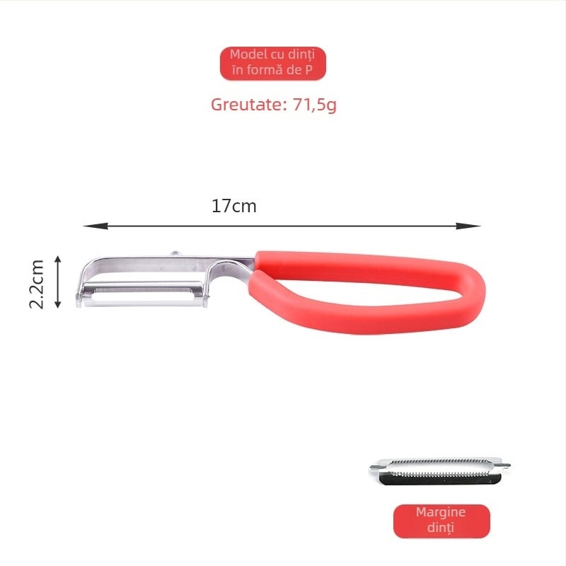 Decojitor multifuncțional pentru fructe, lame Y și P din oțel inoxidabil 430 • Mâner din cauciuc și TPR • Trei în unu