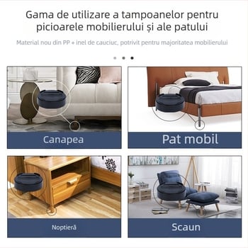 Padă pentru piciorul mobilierului cu înălțime reglabilă, anti-alunecare din PP lucios, turnată prin injecție, stil modern