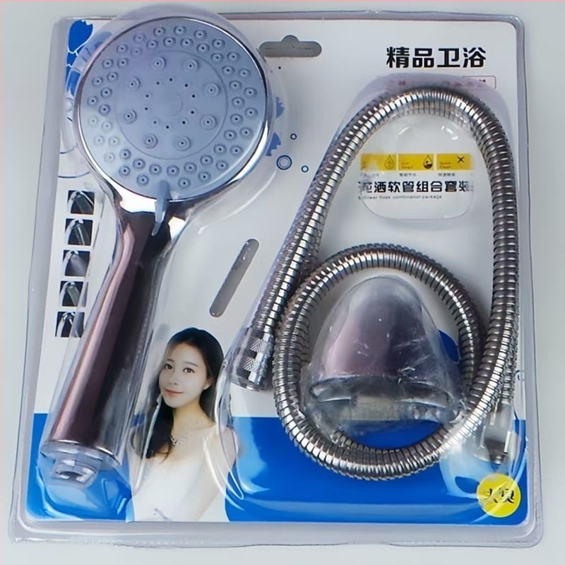 Set de duș manual: pulverizare, masaj și duș cu ploaie; material plastic; stil lux ușor; finisaj cromat electrolitic; model Cyclone Gulangyu Tuhao Gold