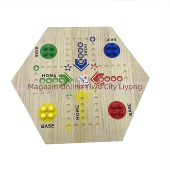 Joc de societate din lemn, tablă cu două fețe – Flying Chess, pentru mai mulți jucători, vârsta 4–35