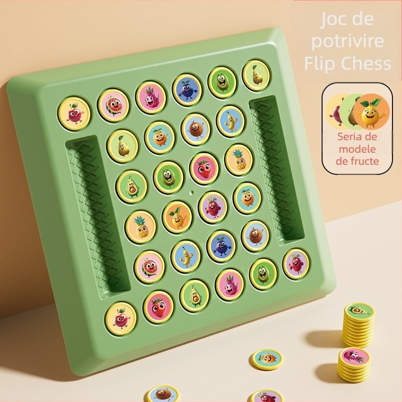 Flip Chess – Joc de societate interactiv pentru copii, șah pe masă pentru dezvoltarea logicii și comunicare părinte-copil (4–6 ani)