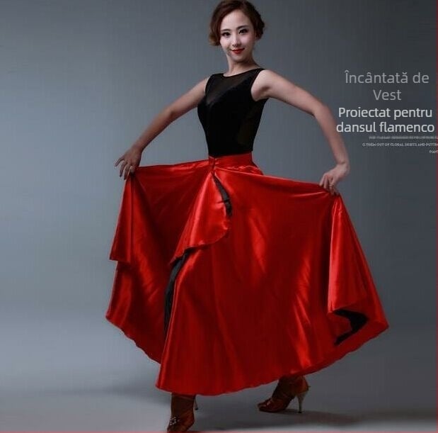 Costum latino pentru reprezentații, țesătură poliester, conținut poliester peste 95%, stil chinezesc, design artsy retro, vopsire