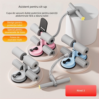Ajutor pentru sit-up cu suport pentru telefon, antrenor abdominal de interior cu ventuză și braț cu șase țevi, pentru birou și casă, greutate 980 g