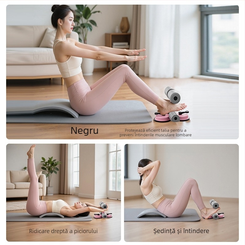 Ajutor pentru sit-up cu suport pentru telefon, antrenor abdominal de interior cu ventuză și braț cu șase țevi, pentru birou și casă, greutate 980 g