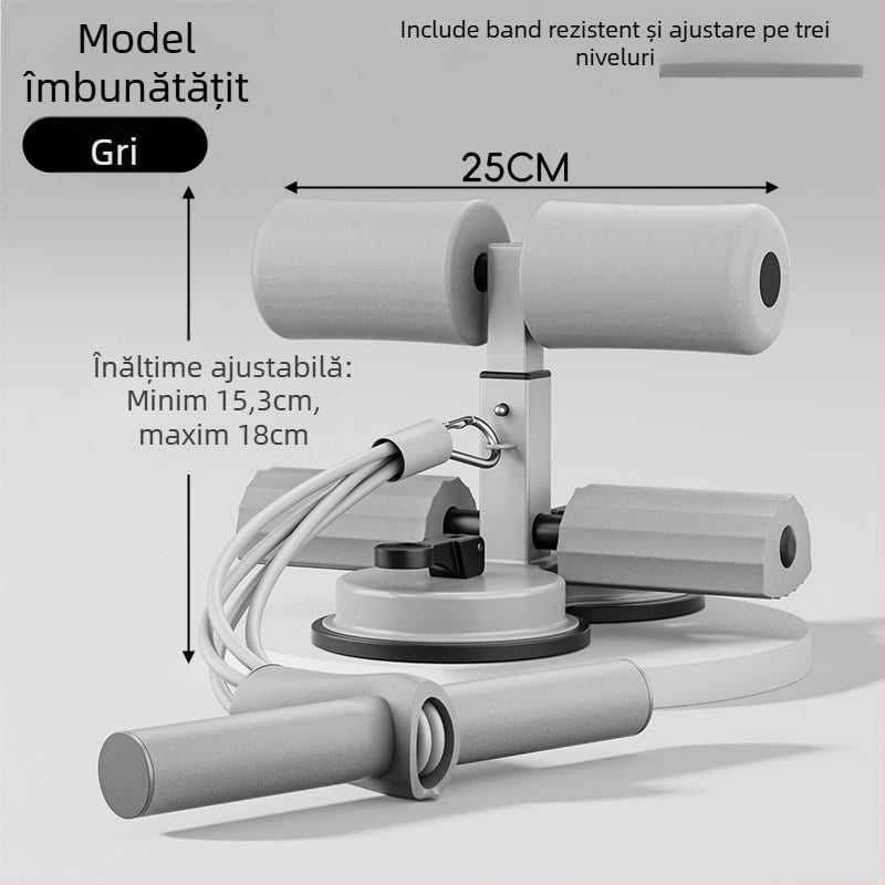 Ajutor pentru sit-up cu suport pentru telefon, antrenor abdominal de interior cu ventuză și braț cu șase țevi, pentru birou și casă, greutate 980 g