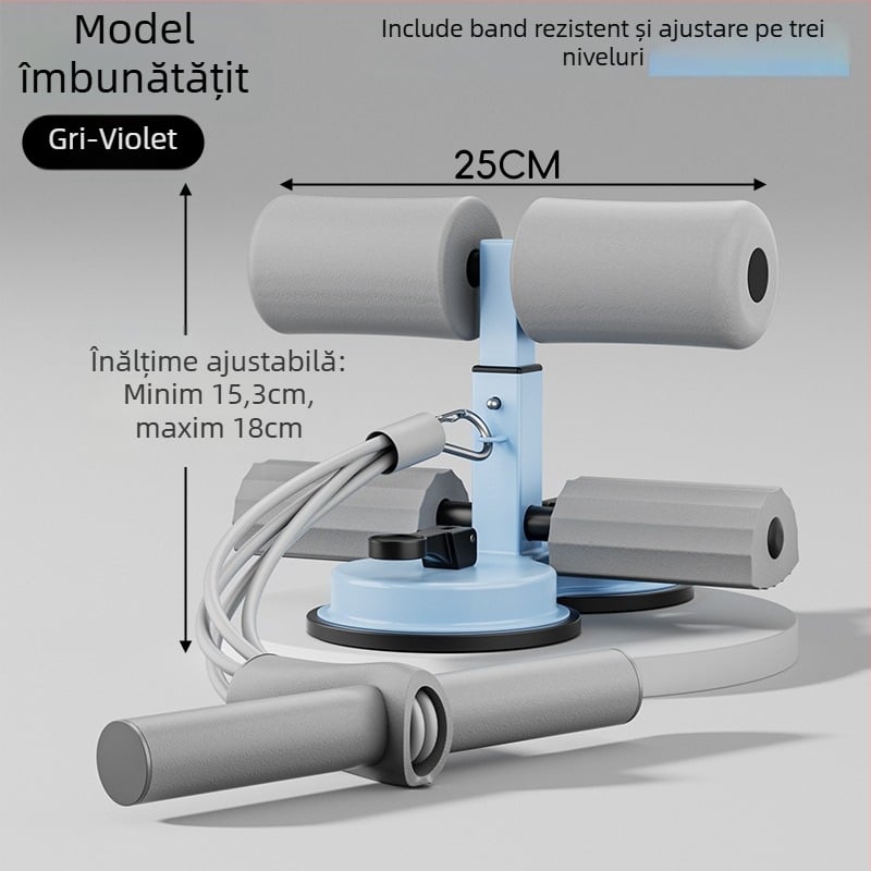 Ajutor pentru sit-up cu suport pentru telefon, antrenor abdominal de interior cu ventuză și braț cu șase țevi, pentru birou și casă, greutate 980 g