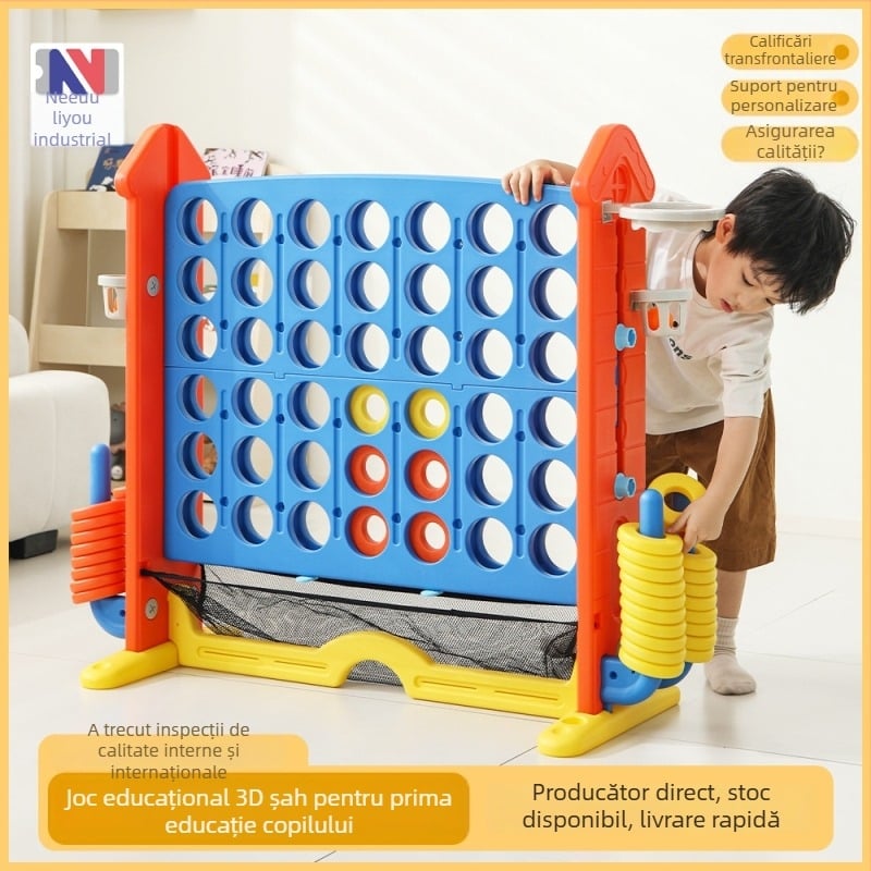 Li You joc din plastic 3D Connect Four pentru interacțiune părinte-copil, jucărie educativă pentru copii 4–14 ani