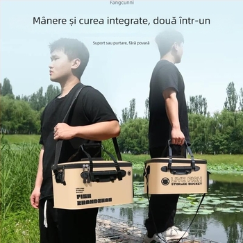 Găleată EVA pliabilă pentru pești vii, echipament de pescuit, design întărit
