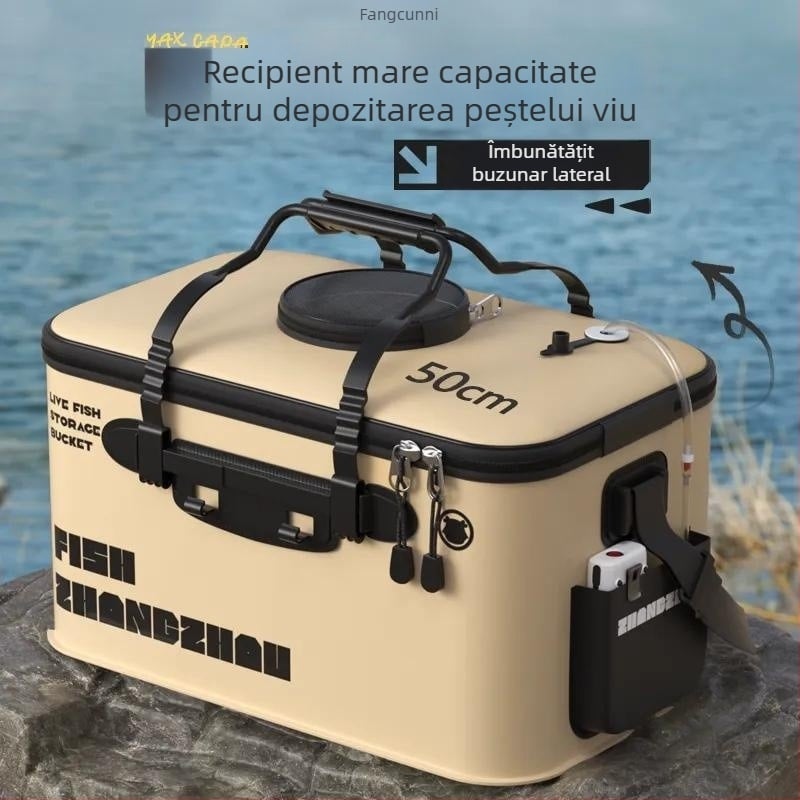 Găleată EVA pliabilă pentru pești vii, echipament de pescuit, design întărit