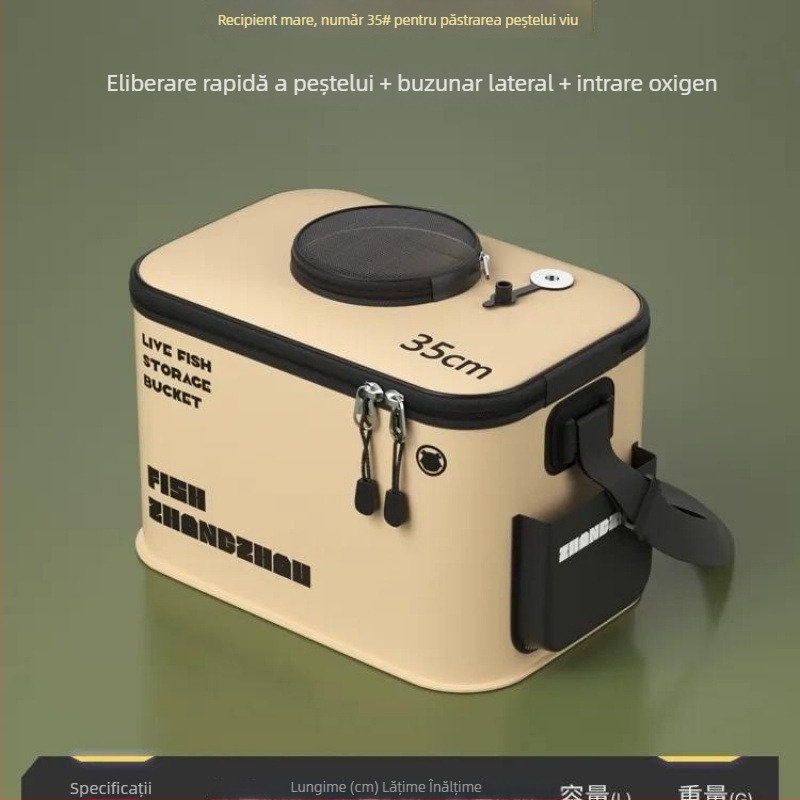 Găleată EVA pliabilă pentru pești vii, echipament de pescuit, design întărit