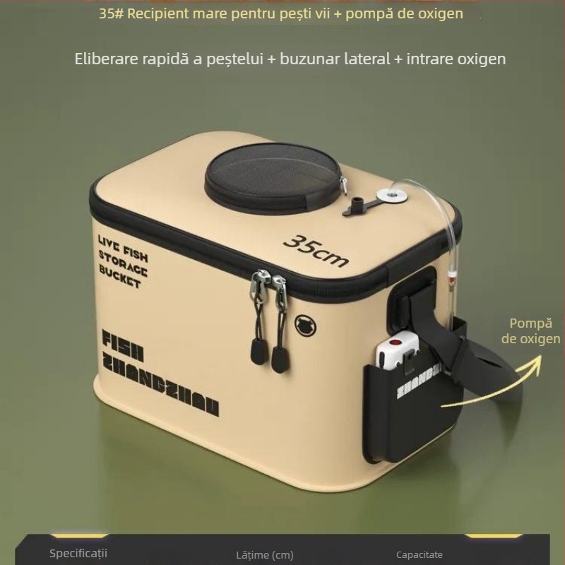 Găleată EVA pliabilă pentru pești vii, echipament de pescuit, design întărit