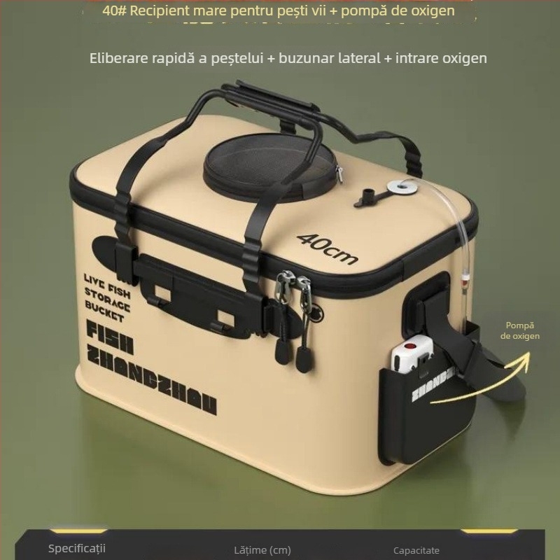 Găleată EVA pliabilă pentru pești vii, echipament de pescuit, design întărit