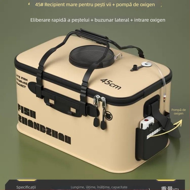 Găleată EVA pliabilă pentru pești vii, echipament de pescuit, design întărit
