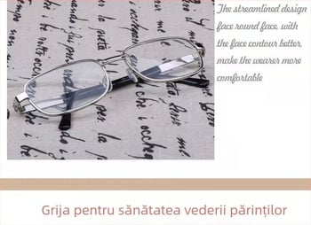 Ochelari de lectură cu lentile din cristal, ramă din aliaj de cupru, lentile rezistente la impact