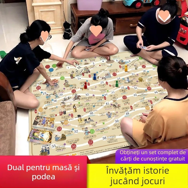 Joc de familie educativ: linia temporală a istoriei Chinei, include Flying Chess și Monopoly, pentru 7–14 ani