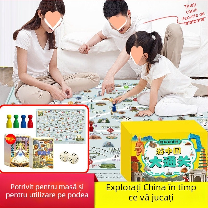 Joc de familie educativ: linia temporală a istoriei Chinei, include Flying Chess și Monopoly, pentru 7–14 ani