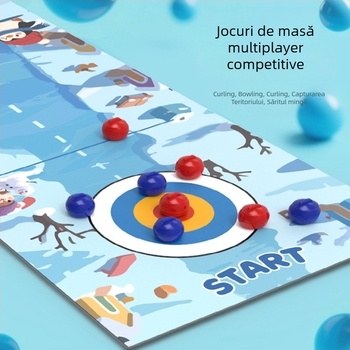 Joc de curling de birou pentru copii - Joc interactiv pentru două persoane, din plastic, pentru copii 4–14 ani, dezvoltă coordonarea mână-ochi