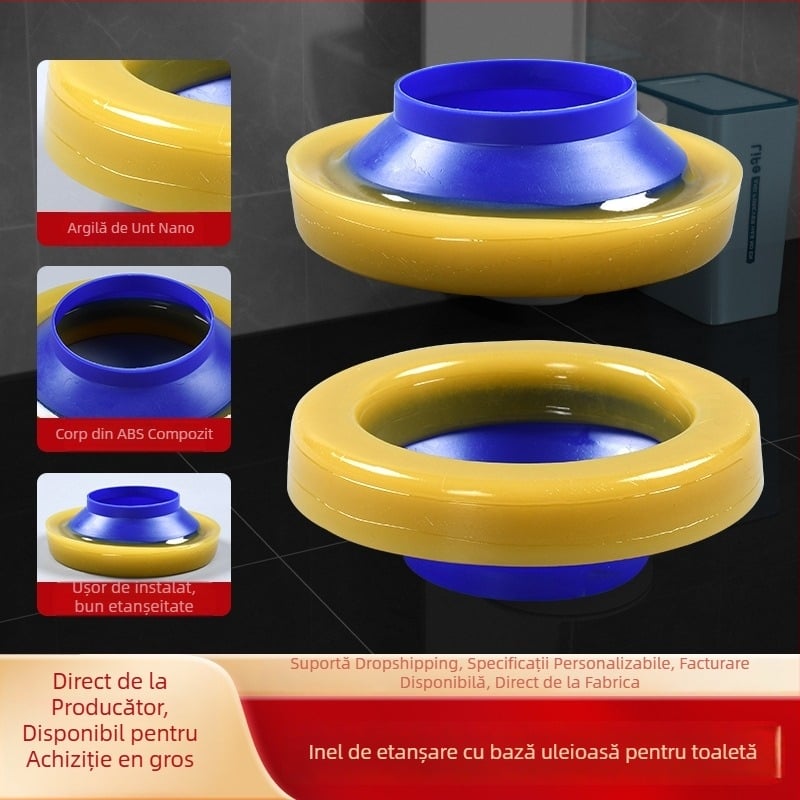 Etanșare flanșă pentru toaletă cu valve anti-miros, material ABS + lipici unt, cod 021, stil modern minimalist