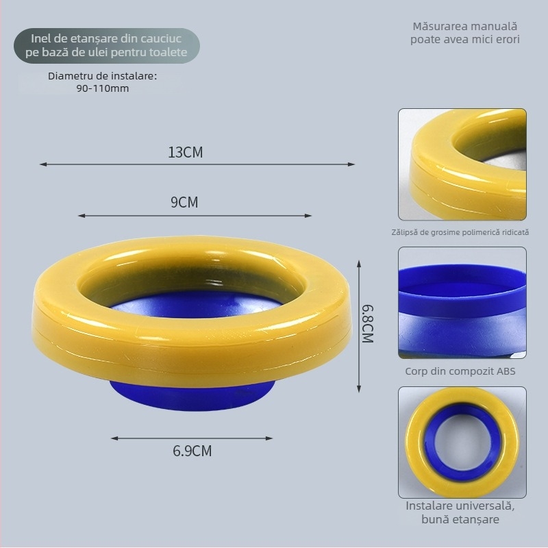 Etanșare flanșă pentru toaletă cu valve anti-miros, material ABS + lipici unt, cod 021, stil modern minimalist