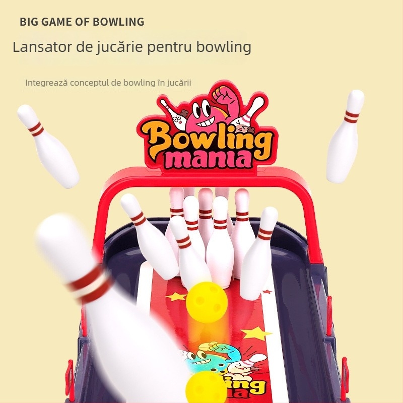 Joc de masă multi-joc: bowling, fotbal, baschet și catapultă; interacțiune părinte-copil; plastic; potrivit pentru vârstele 4–35 de ani.