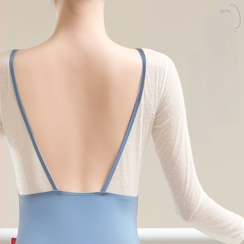 Combinezon balet femei cu spate în formă de U și panouri din plasă, material Lycra/Nylon 75%, pentru adulți, dans balet, primăvară-vară