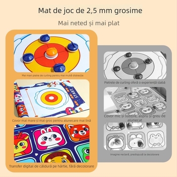 Joc de masă cinci în unu: hochei pe masă, curling și bowling – jucălie de plastic educativă și interactivă pentru copii