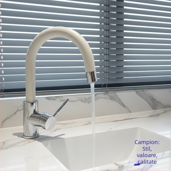 Robinet de bucătărie, corp din plastic, valvă ceramică cu disc, control cu un singur mâner, deschidere prin ridicare