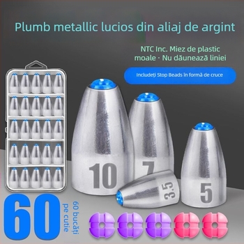 Greutate-glonț pentru rig Carolina, design gol cu nucleu din plastic, aruncare lungă, anti-încâlcire, oțel carbon