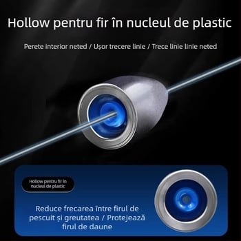 Greutate-glonț pentru rig Carolina, design gol cu nucleu din plastic, aruncare lungă, anti-încâlcire, oțel carbon