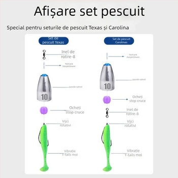 Greutate-glonț pentru rig Carolina, design gol cu nucleu din plastic, aruncare lungă, anti-încâlcire, oțel carbon