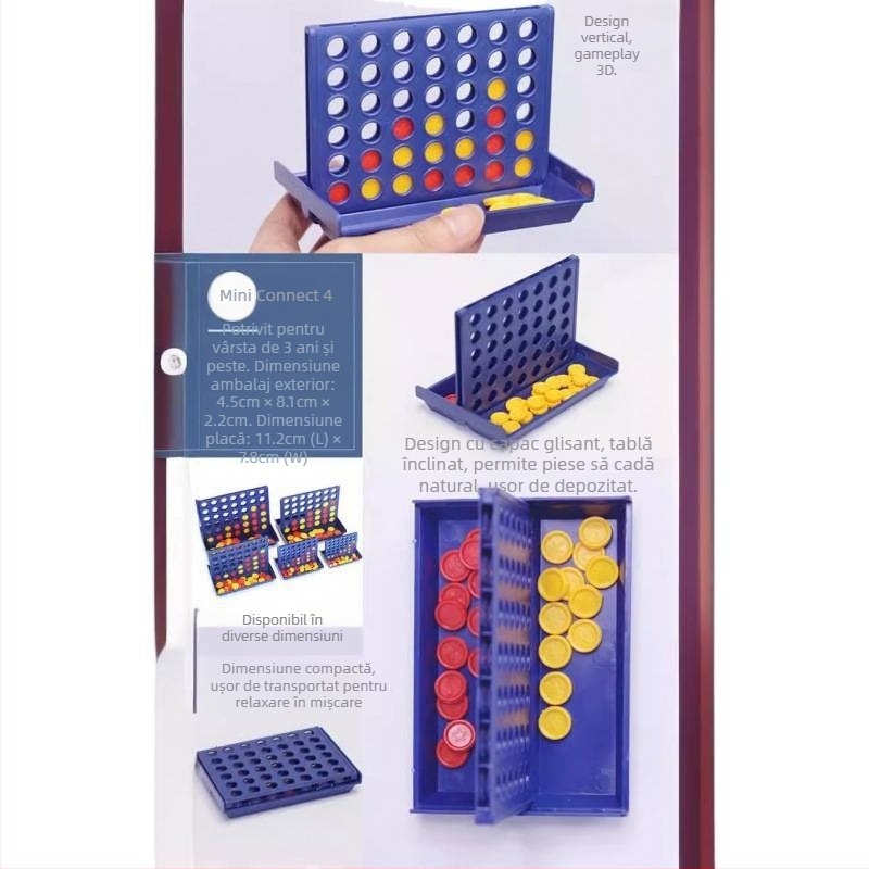 Joc de familie 3D de tip board cu patru în linie, cinci în linie și bingo; din plastic; vârste 7–14, 15–35, 36–60, 61+