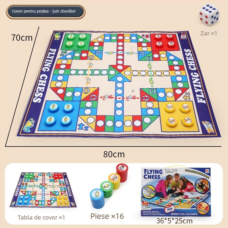 Șah 3D zburător pentru copii - joc de familie educativ, cu piese din hârtie