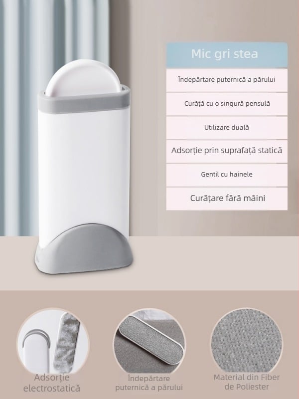 Perie pentru îndepărtarea scamelor de pe haine, instrument electrostatic, material plastic, design modern, vară 2017