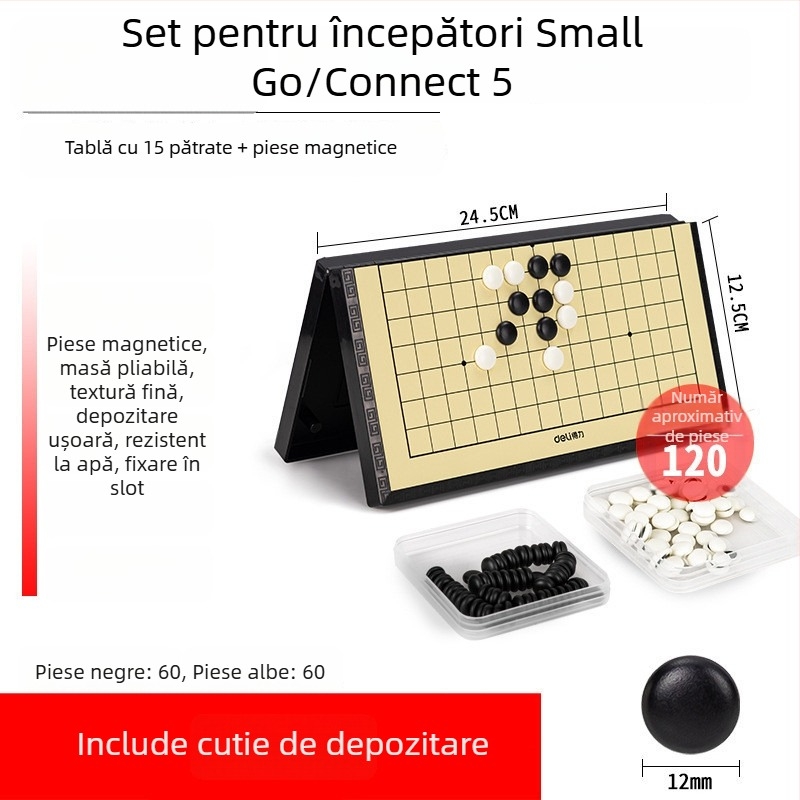 Set magnetic Go și Gomoku – piese magnetice, tablă Go/Gomoku, divertisment educațional, potrivit pentru vârste 4-61+