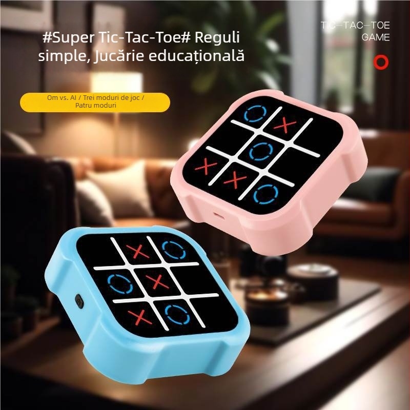 Tabla de joc din plastic pentru copii — Gomoku și Tic-Tac-Toe; tablou multifuncțional all-in-one, ambalaj într-o cutie colorată; dezvoltă inteligența și coordonarea mână-creier.