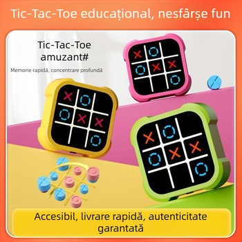 Joc electronic Tic-Tac-Toe, patru în unu, antrenament de memorie, joc de masă pentru copii 7–14 ani, stimulează coordonarea mână-ochi
