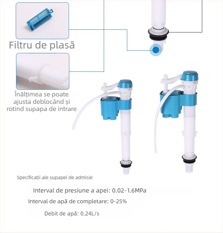 Meifeng Supapă de Intrare pentru Rezervorul de Toaletă – Telescopică, Presiune Înaltă, Material POM, Turnare prin Injecție, Funcționare Silențioasă
