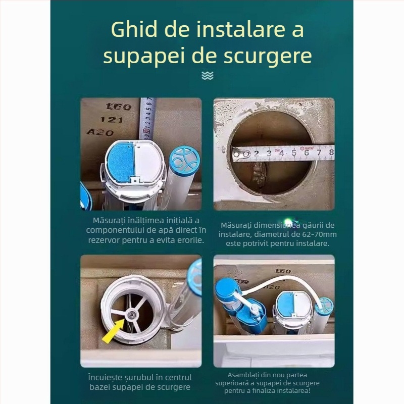 Accesorii rezervor WC - Valvă de apă, Buton de clătire, Compatibilitate universală, Ambalaj blister, Serviciu de instalare