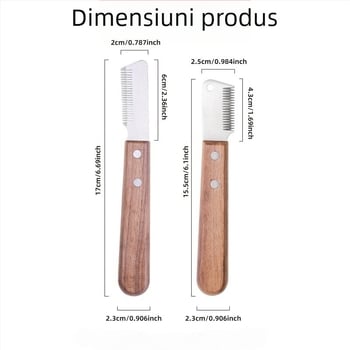 Unealtă de îngrijire pentru câini cu mâner din lemn – pieptene / cuțit de ras pentru îndepărtarea părului, pentru o îndepărtare ușoară și tăiere blândă, cutie cu 240 buc.