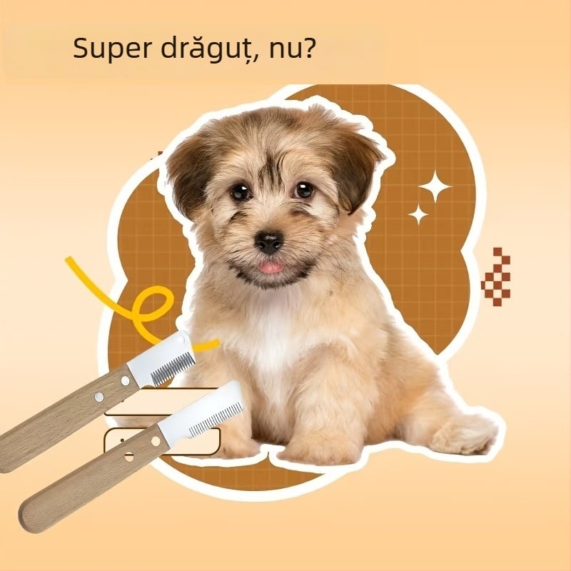 Unealtă de îngrijire pentru câini cu mâner din lemn – pieptene / cuțit de ras pentru îndepărtarea părului, pentru o îndepărtare ușoară și tăiere blândă, cutie cu 240 buc.