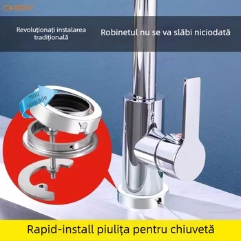 Suport pentru robinet de bucătărie din oțel inoxidabil, montaj rapid, piuliță de fixare anti-slăbire, utilizare directă, stil modern minimalist