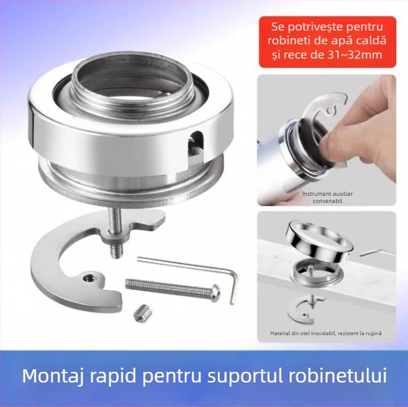 Suport pentru robinet de bucătărie din oțel inoxidabil, montaj rapid, piuliță de fixare anti-slăbire, utilizare directă, stil modern minimalist