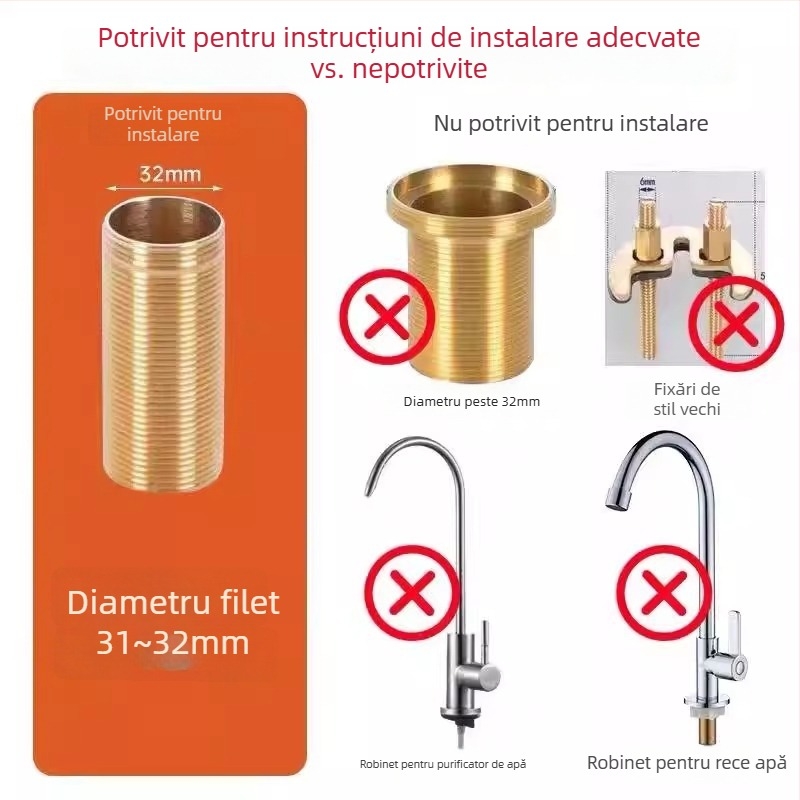 Suport pentru robinet de bucătărie din oțel inoxidabil, montaj rapid, piuliță de fixare anti-slăbire, utilizare directă, stil modern minimalist