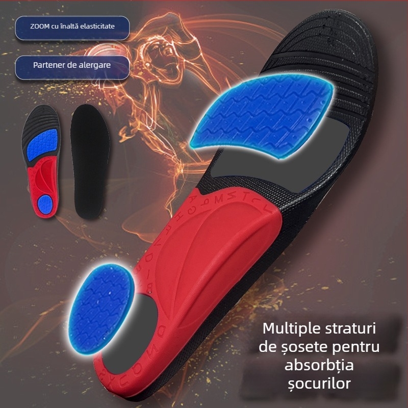 Talpă interioară PU cu suport arcuit, anti-torsion, gel absorbind transpirația, amortizare cu înaltă elasticitate, talpă întreagă ortopedică