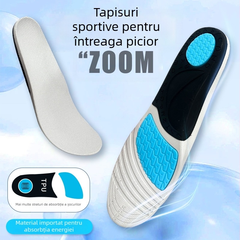 Talpă interioară PU cu suport arcuit, anti-torsion, gel absorbind transpirația, amortizare cu înaltă elasticitate, talpă întreagă ortopedică