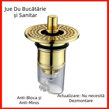 Drenaj pentru chiuvetă cu pop-up – ABS, apăsat pentru funcționare, stil lux ușor, Jidu