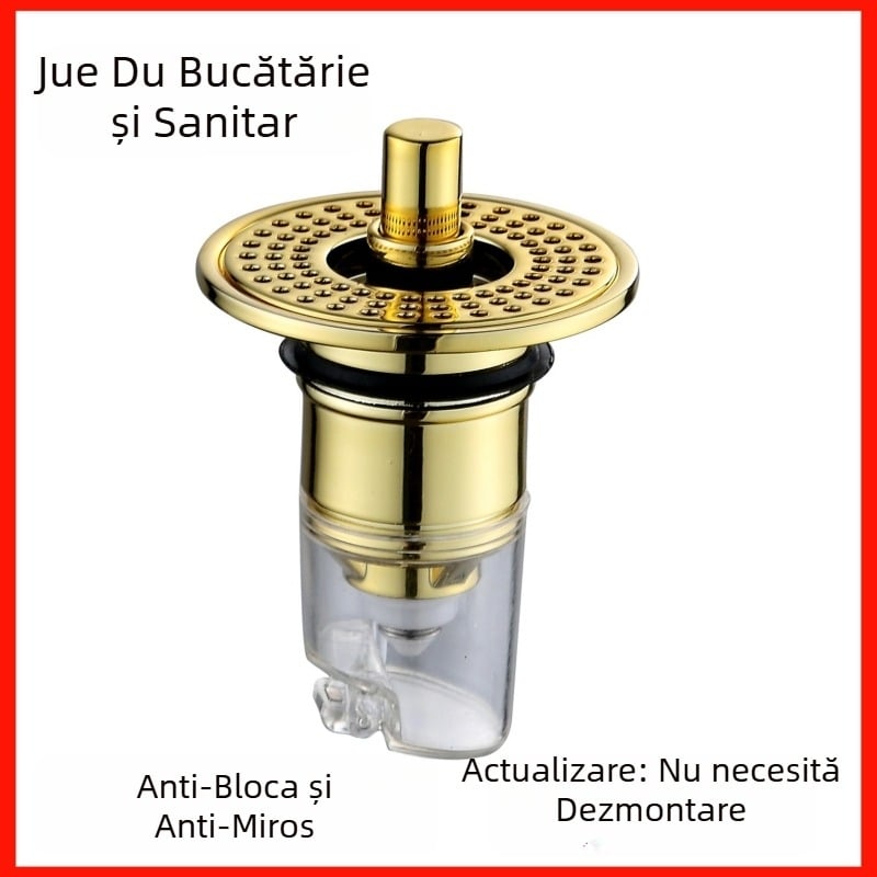 Drenaj pentru chiuvetă cu pop-up – ABS, apăsat pentru funcționare, stil lux ușor, Jidu